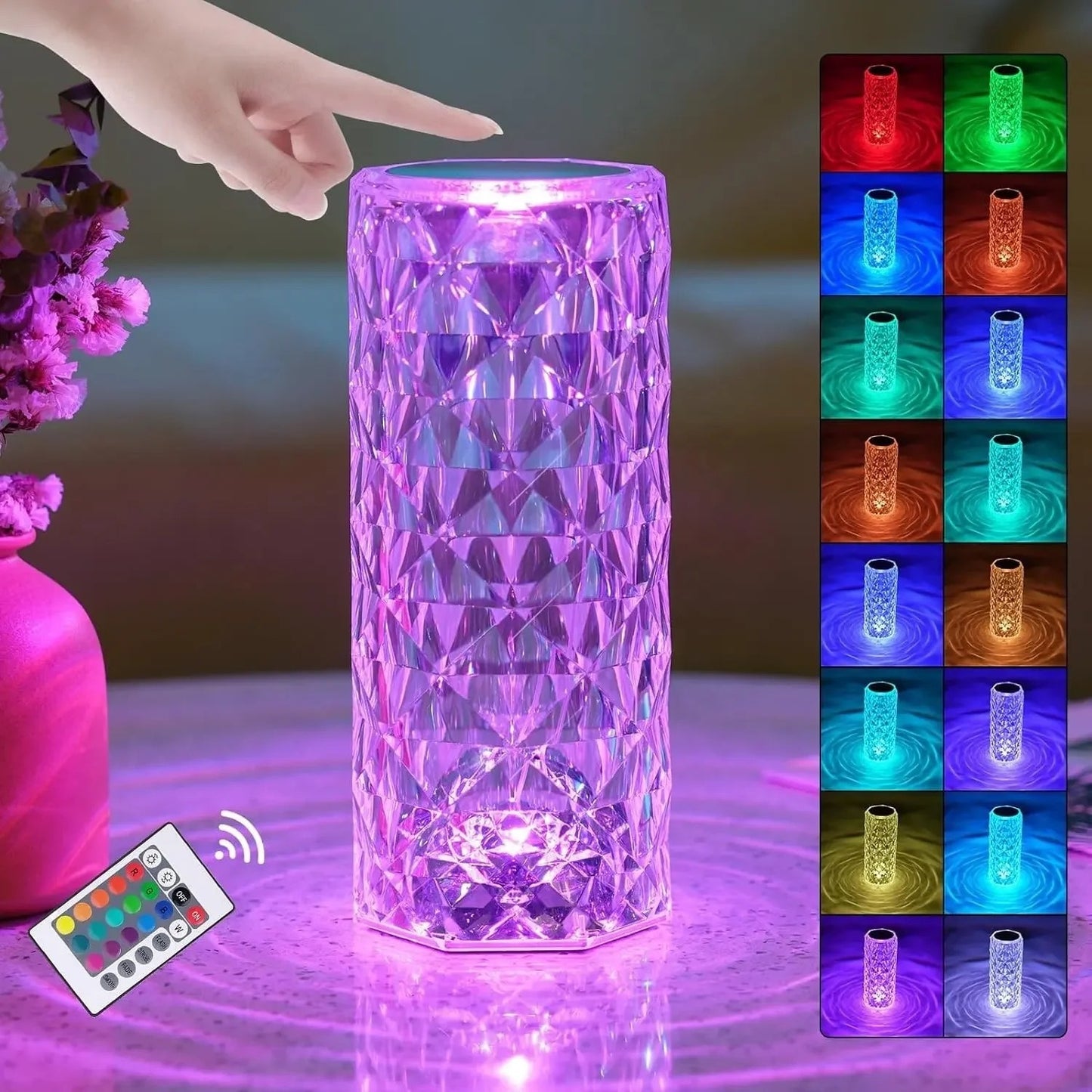 16 Colors LED Crystal Rose Lamp