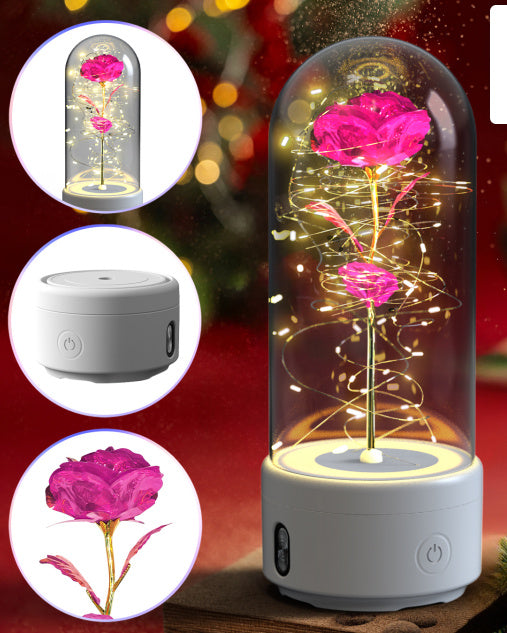 Creatieve 2-in-1 rozen LED-lamp en Bluetooth-luidspreker