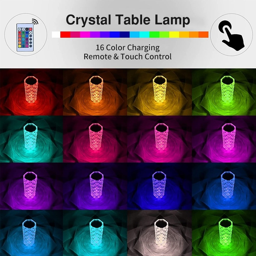 16 Colors LED Crystal Rose Lamp