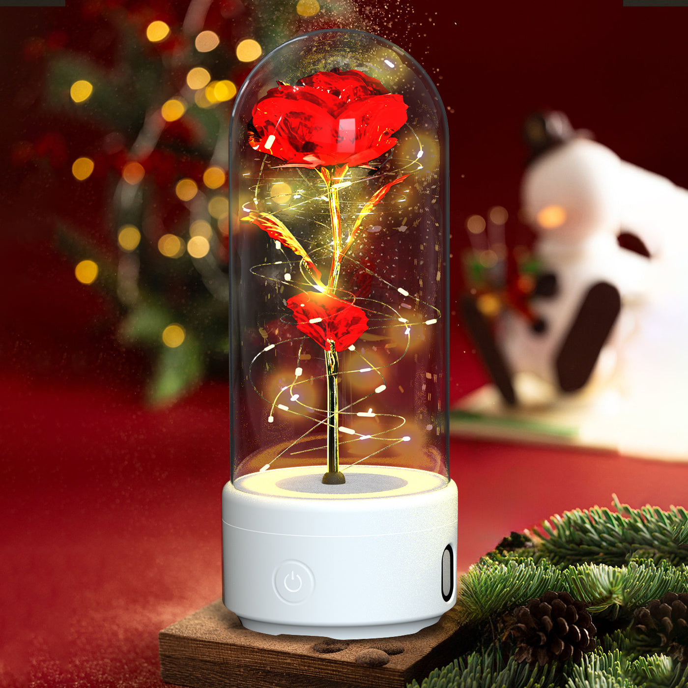 Creatieve 2-in-1 rozen LED-lamp en Bluetooth-luidspreker