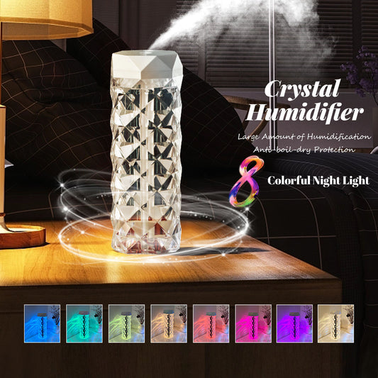 Crystal Lamp Air Humidifier - LED Touch Night Light with Cool Mist Maker