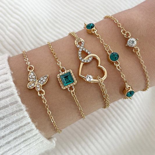 Bohemian Green Crystal Bracelet Set