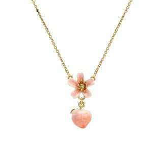 Enamel Peach Pendant Necklace