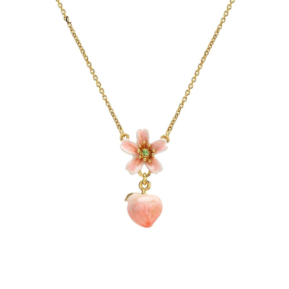 Enamel Peach Pendant Necklace