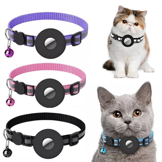 Reflective Nylon Collar with Waterproof Airtag Case for Cats & Dogs