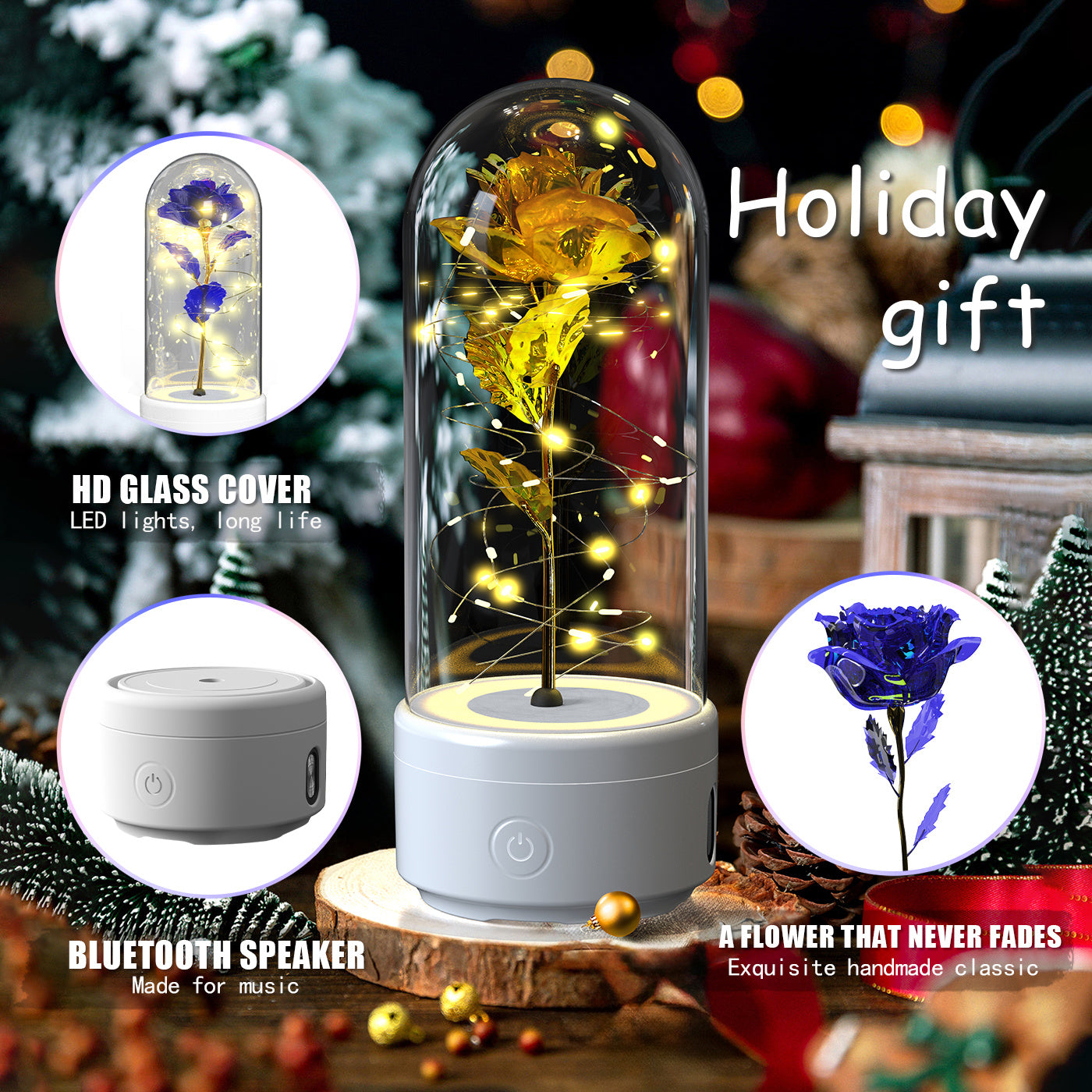 Creatieve 2-in-1 rozen LED-lamp en Bluetooth-luidspreker