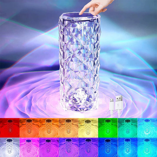 16 Colors LED Crystal Rose Lamp